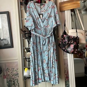 Blue patterned wrap dress